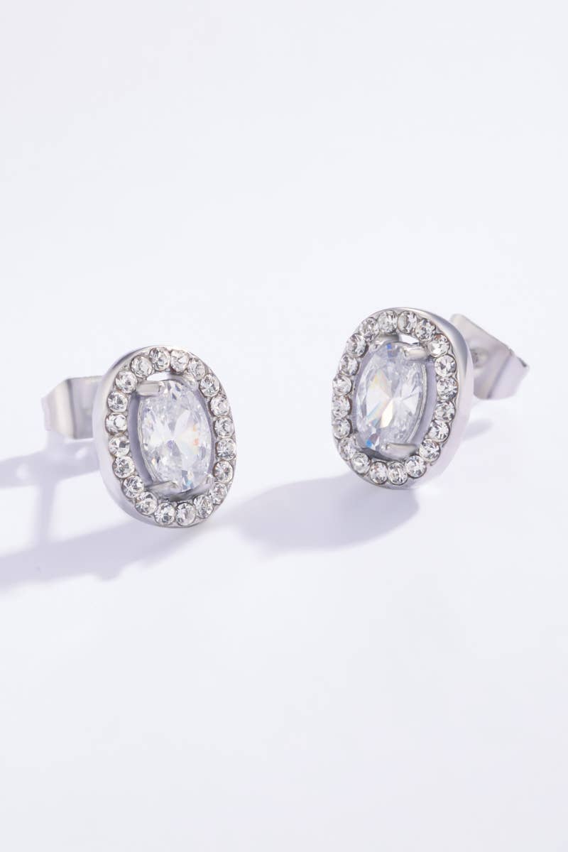 Rhinestone stud earrings 124AQ09: Yellow gold