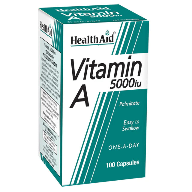 HealthAid Vitamin A 5000iu Capsules - Vision, skin, and immune health support.