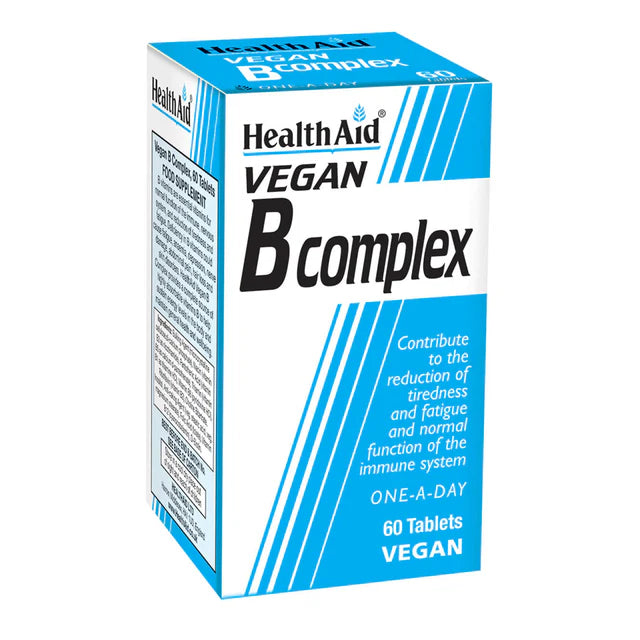 HealthAid Vegan B Complex Tablets - Multivitamin support for energy and vitality.