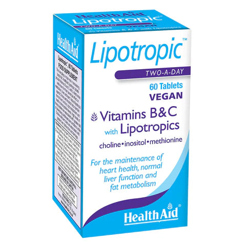 HealthAid Lipotropics with Vitamins B &amp; C Tablets - Support metabolism and energy.