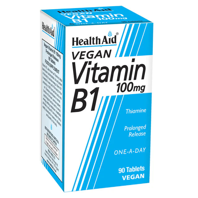 HealthAid Vitamin B1 100mg Tablets - Energy and nervous system support.