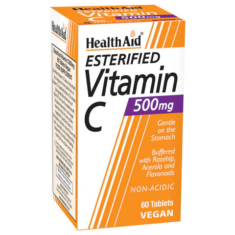 HealthAid Esterified Vitamin C 500mg Tablets - Immune health and antioxidant support.