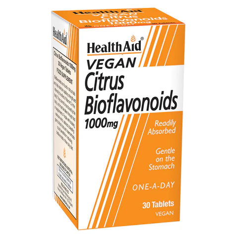 HealthAid Citrus Bioflavonoid 1000mg Tablets - Enhances Vitamin C efficacy and supports immune health.