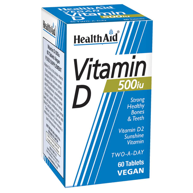 HealthAid Vitamin D 500iu Tablets - Bone health and immune system support.