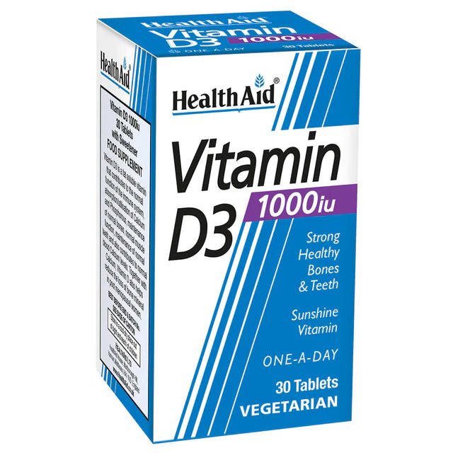 HealthAid Vitamin D3 1000iu 30 Tablets - Immune function and bone support.