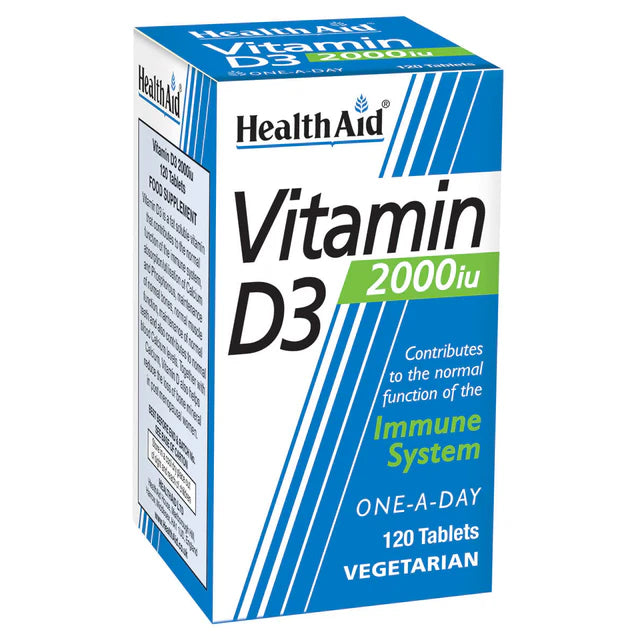 HealthAid Vitamin D3 2000 IU - Supports bone health and immune system.