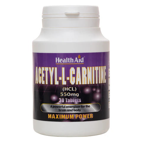 HealthAid Acetyl-L-Carnitine 550mg Tablets - Energy and brain function support.