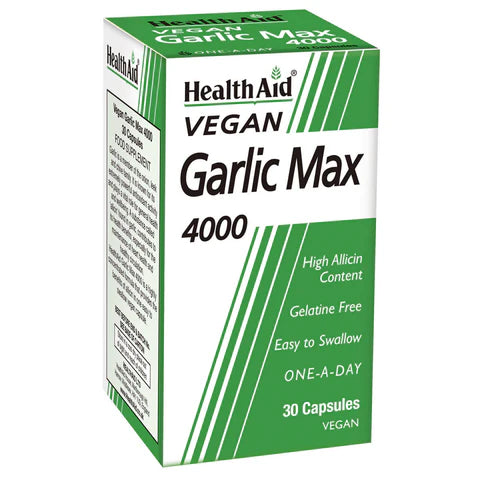 HealthAid Maxi Garlic 4000 Pure Garlic Extract Vegicaps - Supports heart health and immune function.