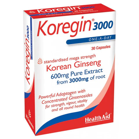 HealthAid Koregin® 3000 Capsules - Energy, stamina, and stress support.