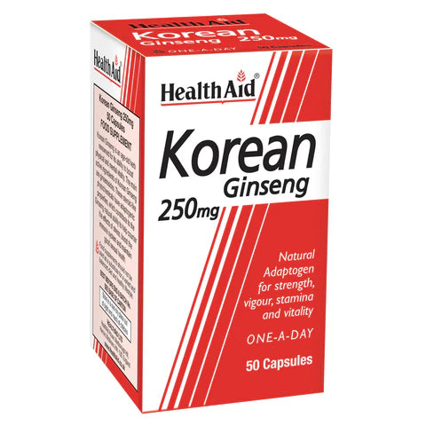 HealthAid Korean Ginseng 250mg Capsules - Boost energy and mental clarity.