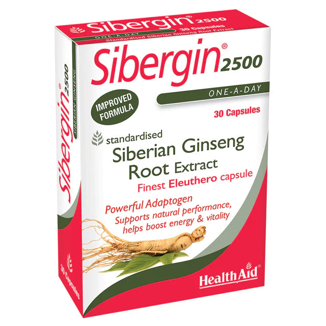 HealthAid Siberian Ginseng 250mg Capsules - Energy, mental clarity, and stress relief.