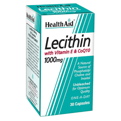 HealthAid Lecithin 1000mg Capsules - Brain function and lipid metabolism support.