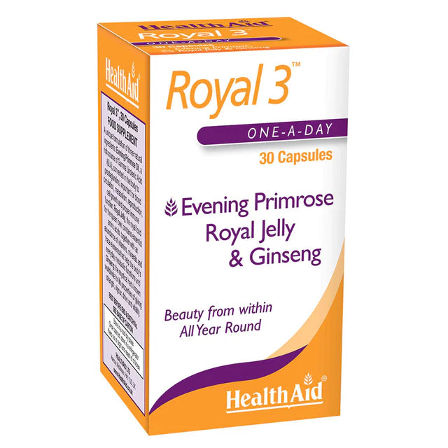 HealthAid Royal 3 Capsules - Energy, immune, and vitality support supplement.