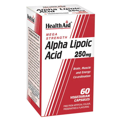 HealthAid Alpha Lipoic Acid 250mg Vegicaps - Energy and antioxidant support.