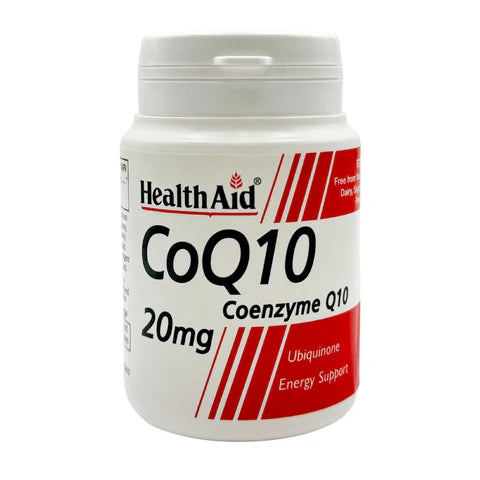 HealthAid CoQ-10 20mg Prolonged Release Tablets - Supports energy, heart health, and antioxidant protection.
