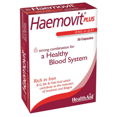 HealthAid Haemovit Plus Capsules - Blood health and energy support.