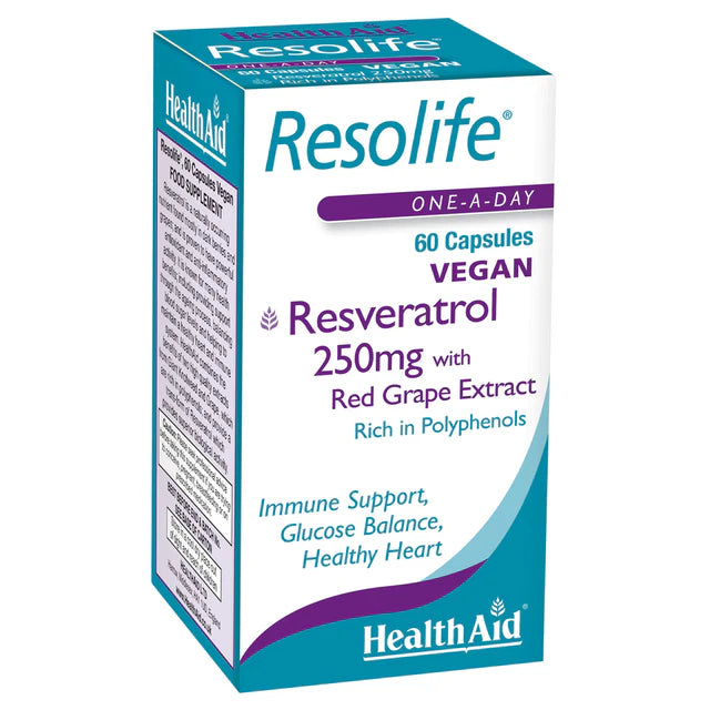 HealthAid Resolife Resveratrol 250mg - Antioxidant supplement for heart and immune health.