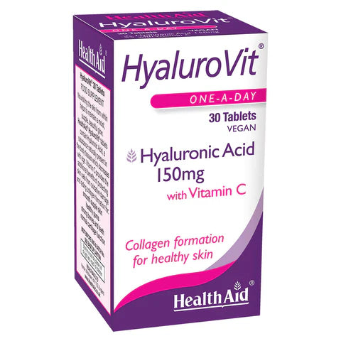 HealthAid Hyalurovit Tablets - Skin hydration and joint health support.