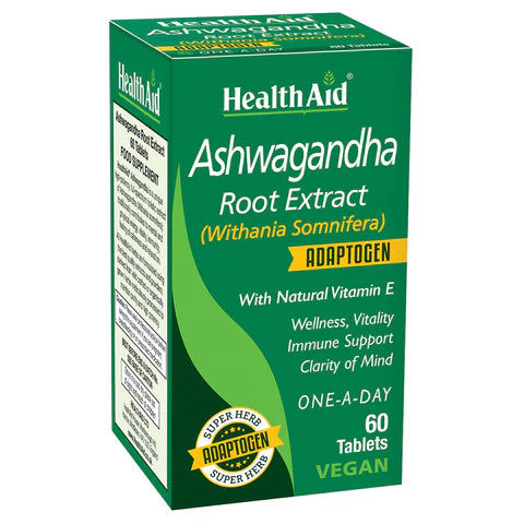 HealthAid Ashwagandha Root Extract Tablets - Stress relief and energy support with ashwagandha.