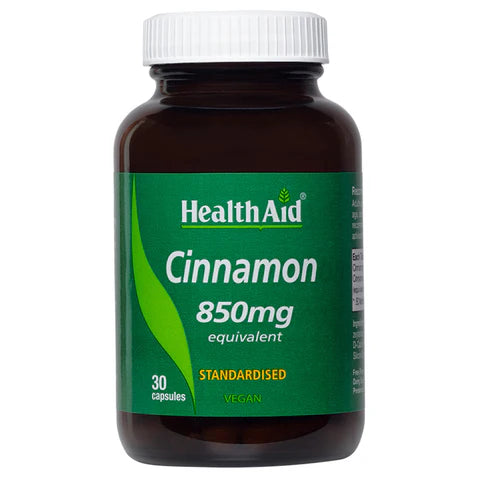 HealthAid Cinnamon 850mg Capsules - Supports blood sugar management and digestive health.