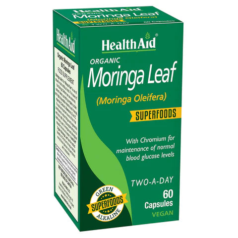 HealthAid Moringa Leaf Capsules - Energy, detox, and immune support.