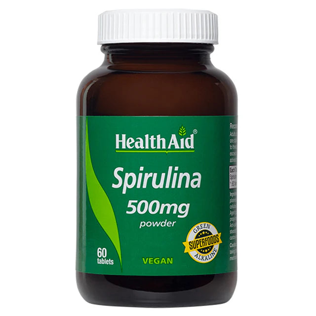 HealthAid Spirulina 500mg Tablets - Natural support for energy and vitality.