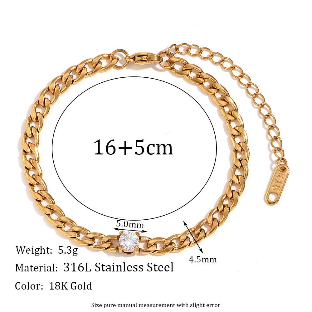 Multi Style 18K Gold Plated Steel Chain Bracelets - FGS: F