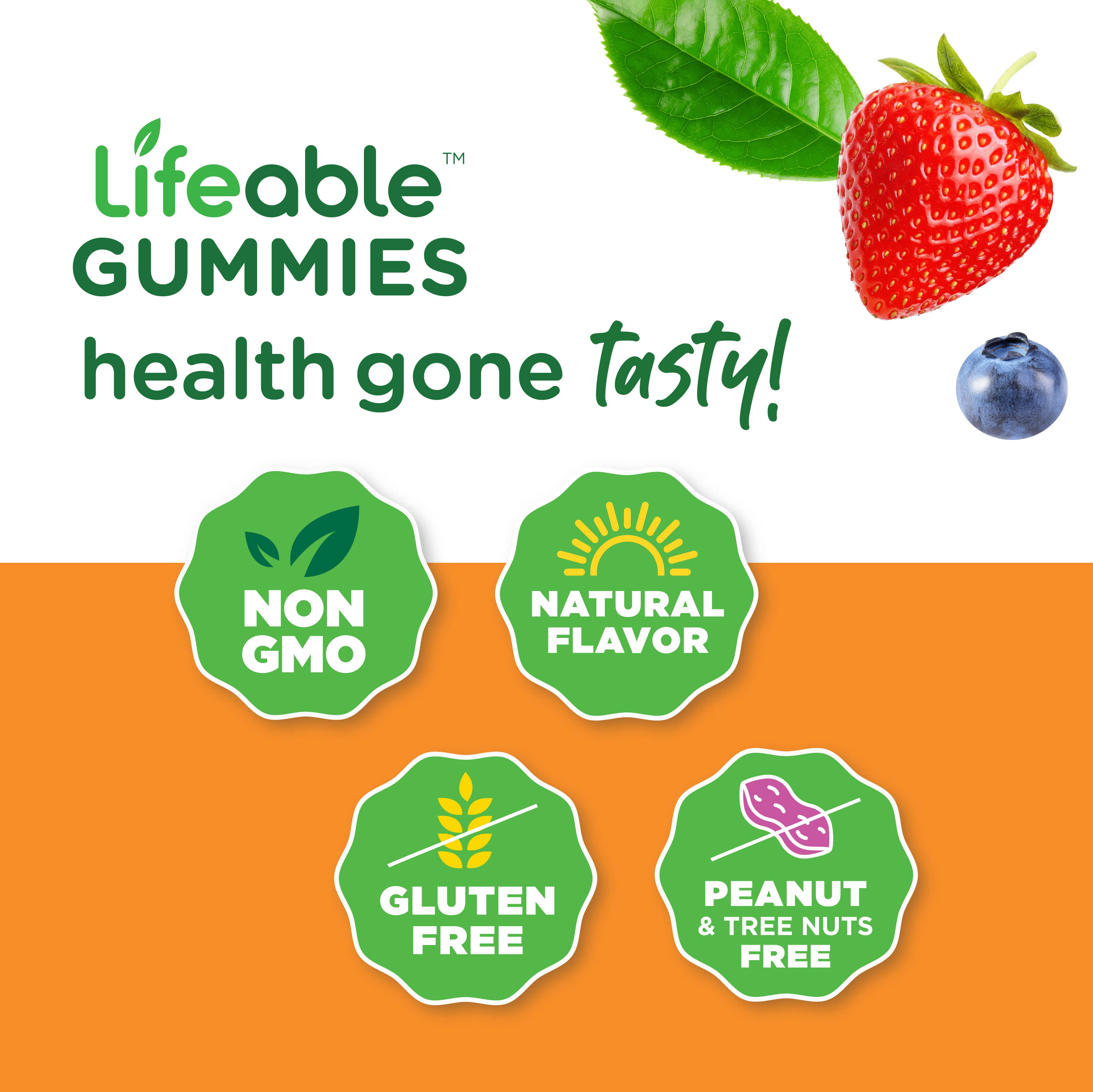 Lifeable Vitamin D 5,000 IU Gummies, Bone Health & Immunity: Strawberry Flavor / 60 Gummies