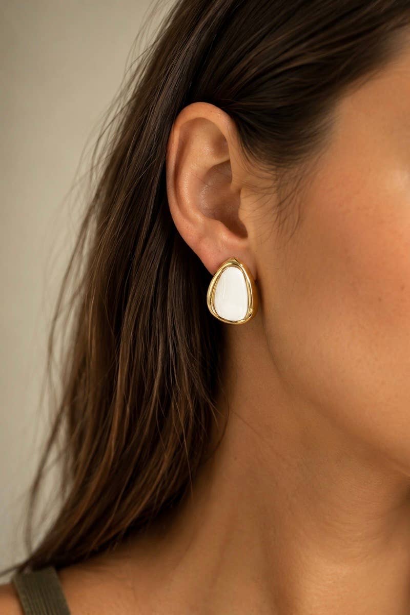 White stainless steel heart drop earrings 124AQ805: Gold / 100% Stainless steel