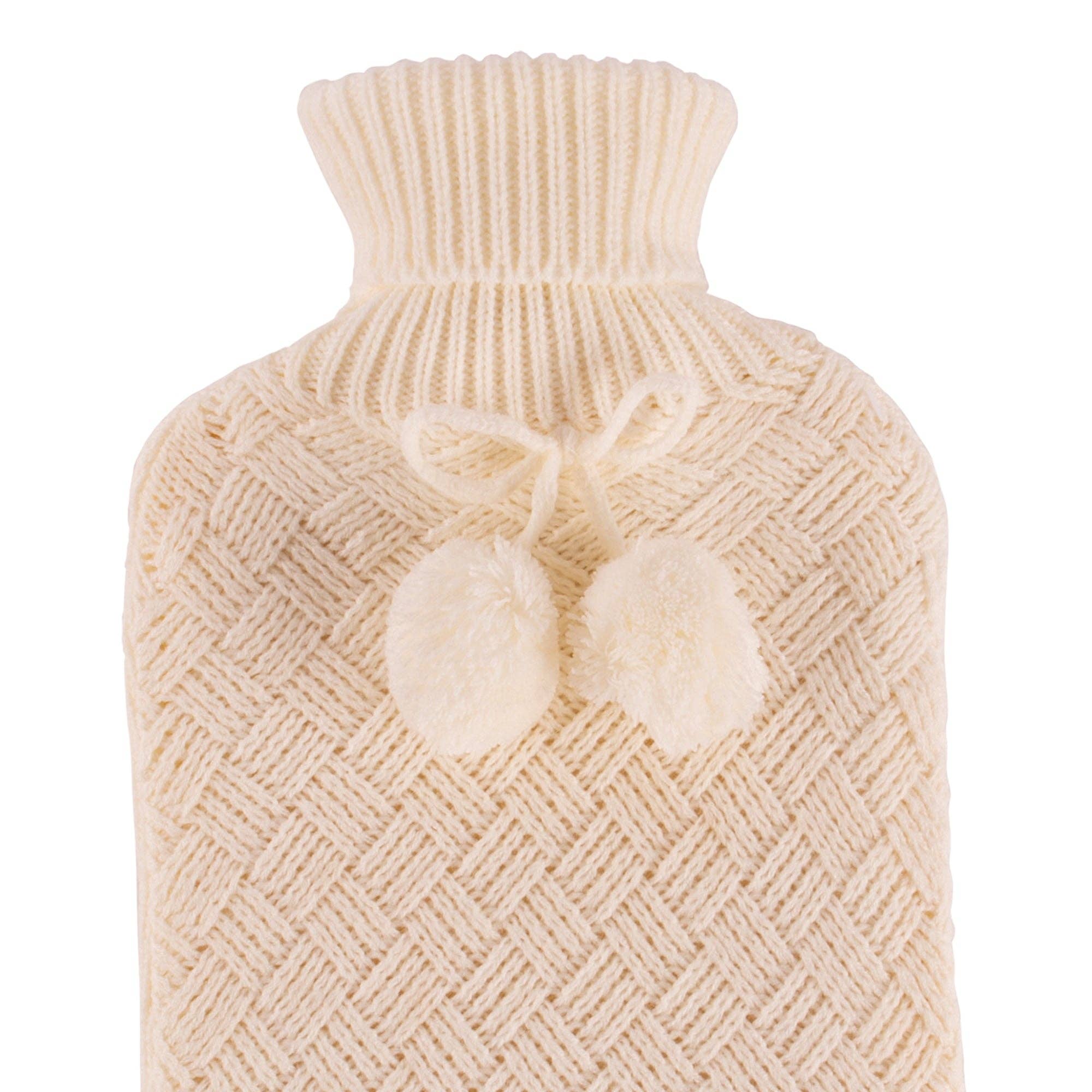 Nicola Spring Hot Water Bottle Cover - Knitted - Cream