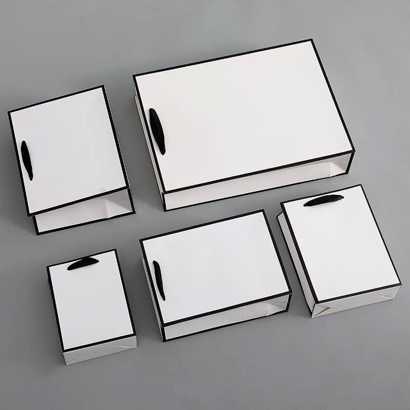White with Black Border Paper Gift Bag w/ free tissue: V0
