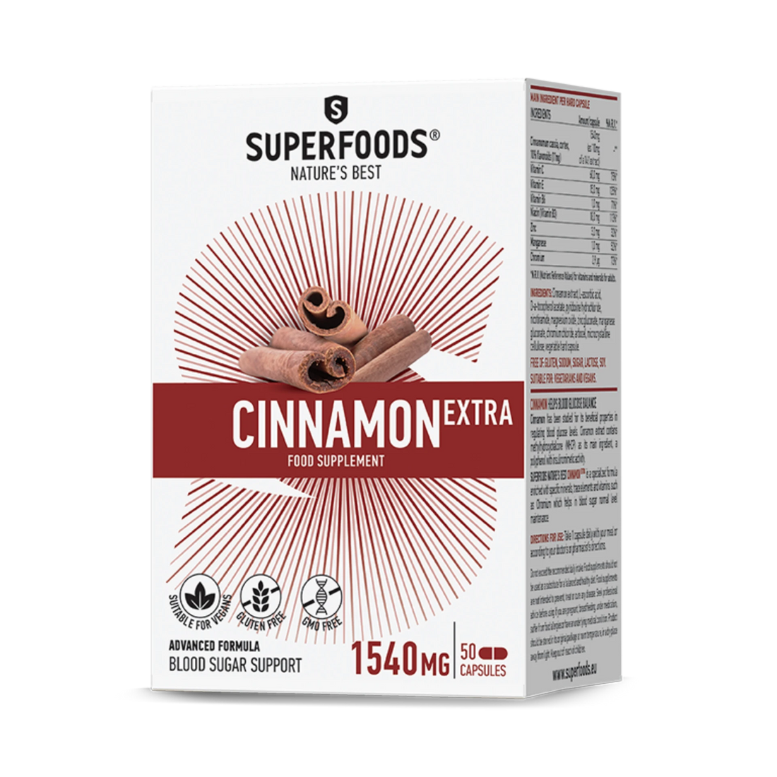 Natural Cinnamon extract enriched with vitamins and minerals for blood sugar support
