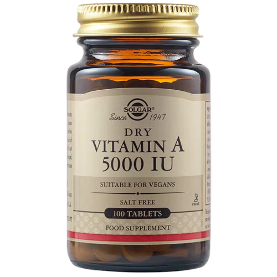 Solgar Dry Vitamin A 5000 IU - Supports vision, skin, and immune health.
