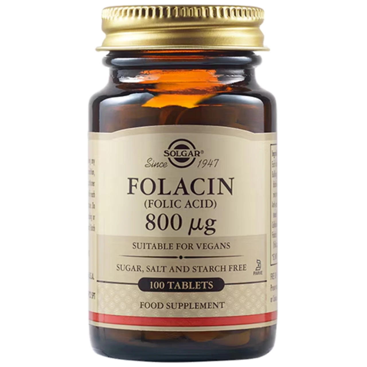 Solgar Folacin (Folic Acid) 800 µg - Supports maternal health, fetal development, and overall well-being.