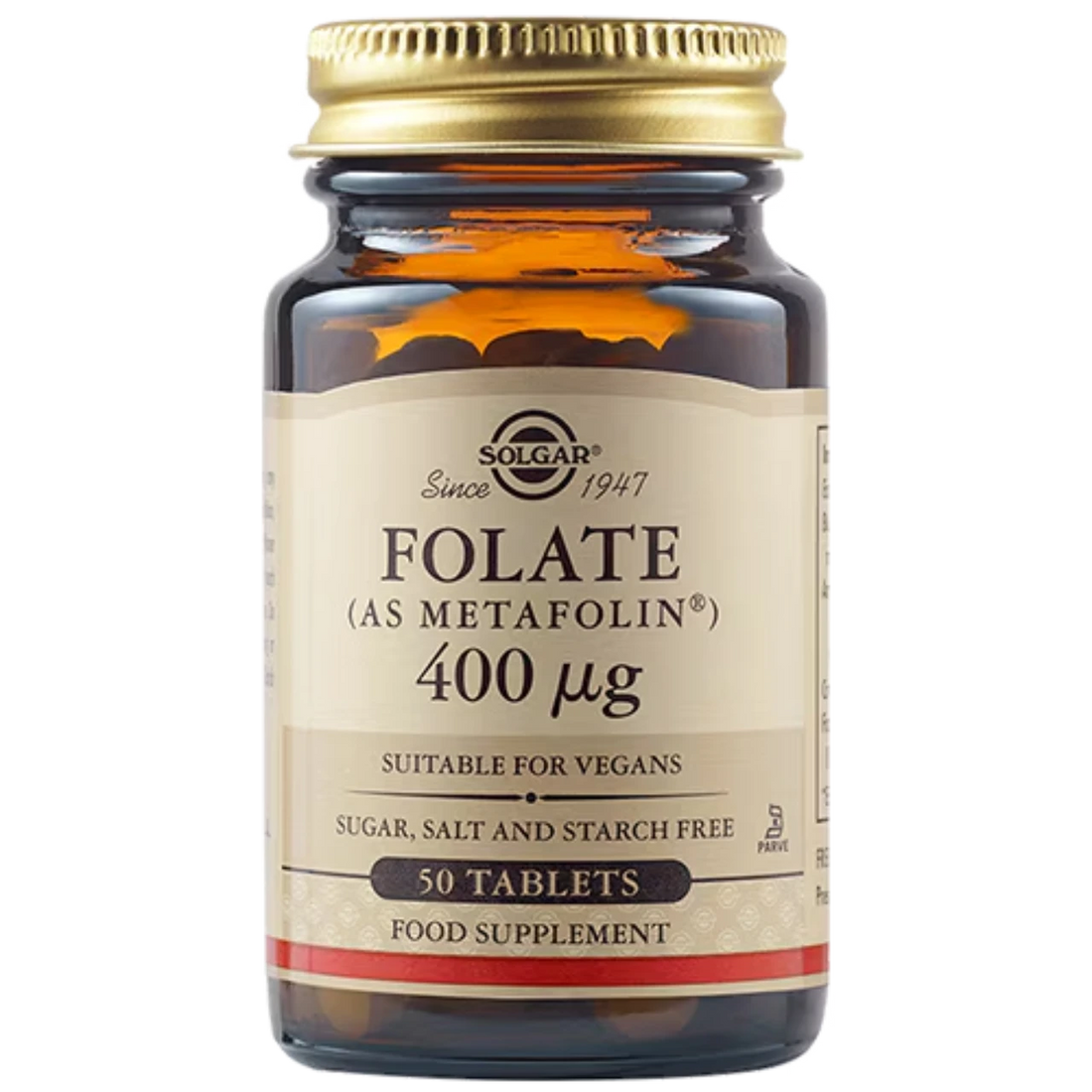 Solgar Folate 400 µg - Supports homocysteine metabolism, blood formation, and reduces fatigue.
