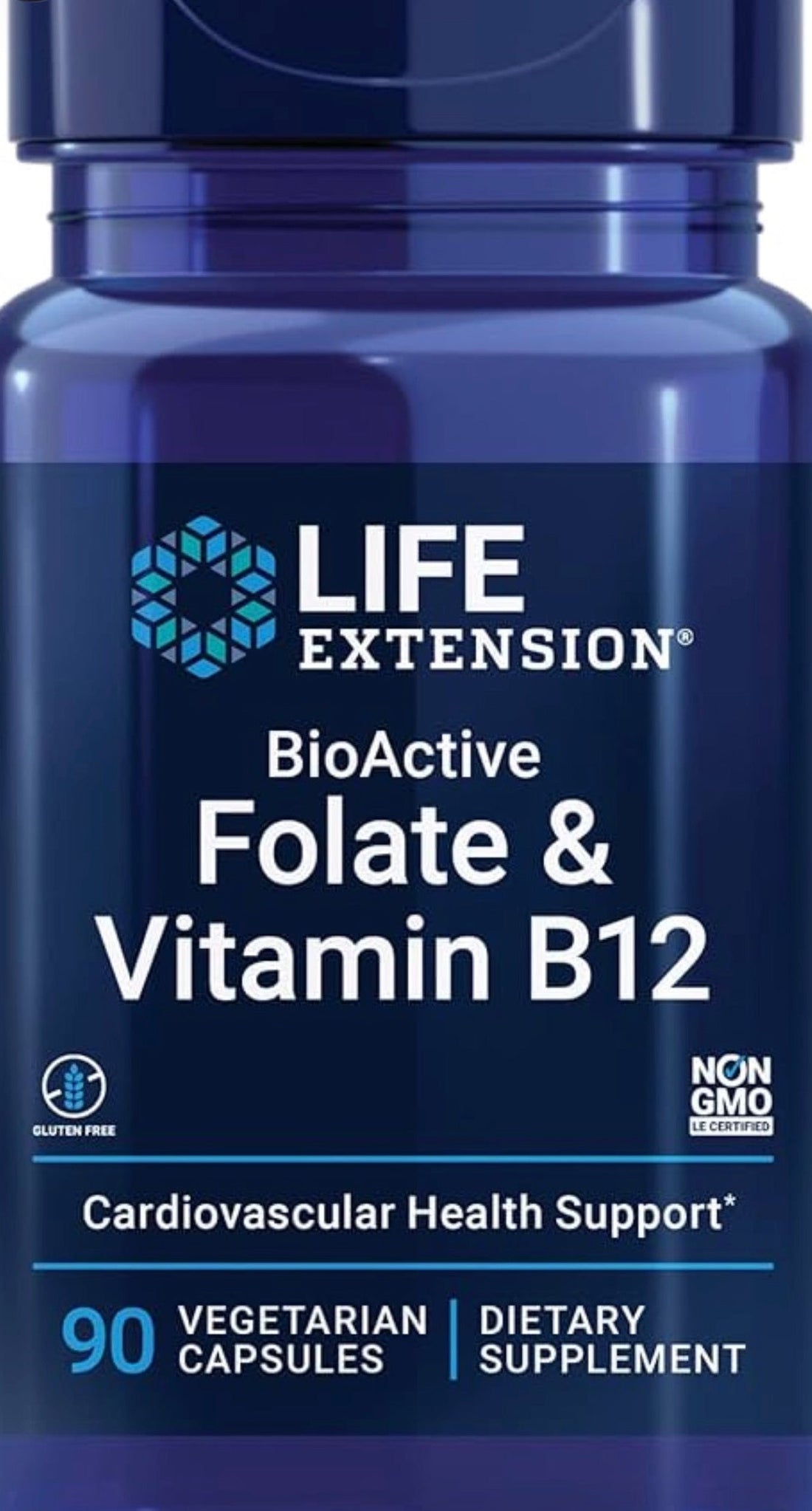 Life Extension – BioActive Folate &amp; Vitamin B12 (90 Vegetarian Capsules)
