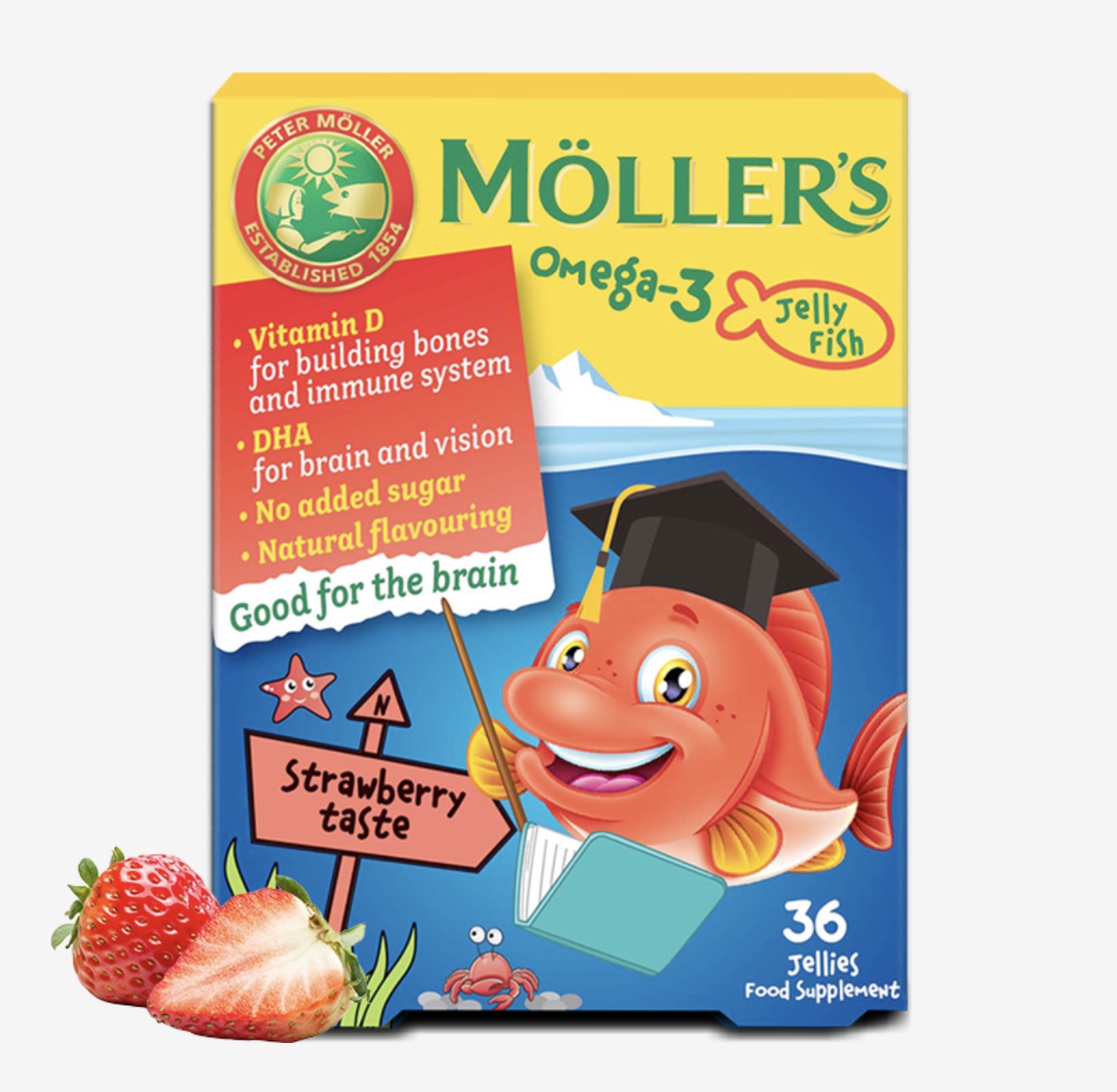 Möller’s Omega-3 Jelly Fish Strawberry 36 Gummies