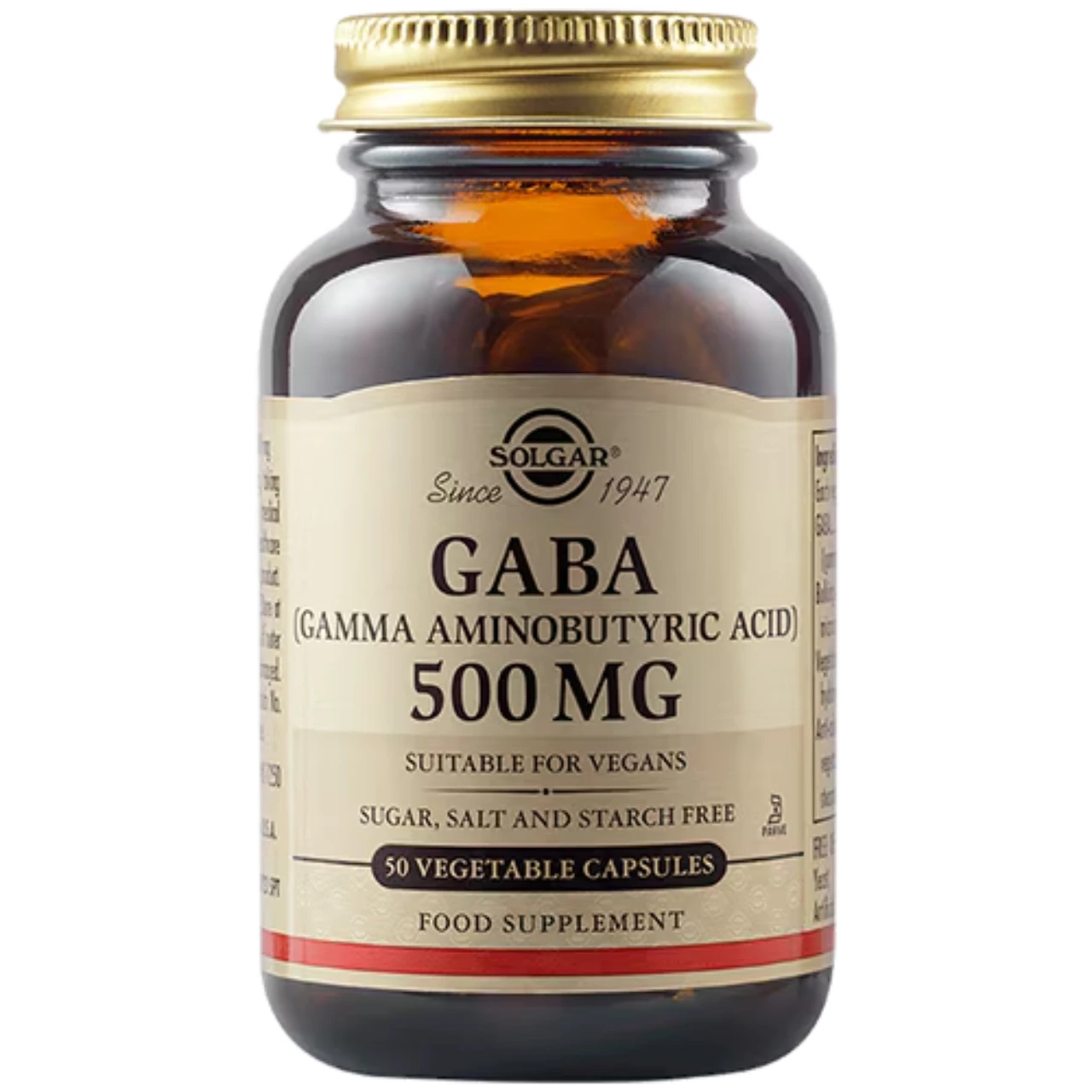 Solgar GABA 500 mg - Amino acid support for nervous system health.