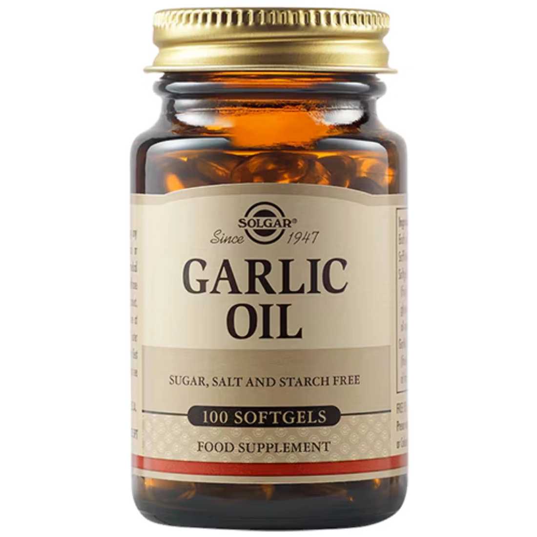 Solgar Garlic Oil Softgels - Concentrated garlic oil for immune support and antioxidant protection.
