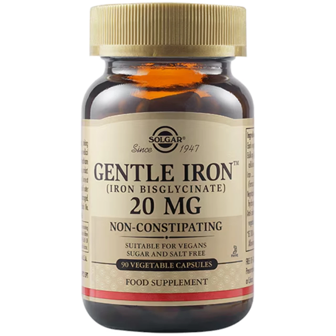 Solgar Gentle Iron 20 mg - Non-constipating and gentle iron supplement.