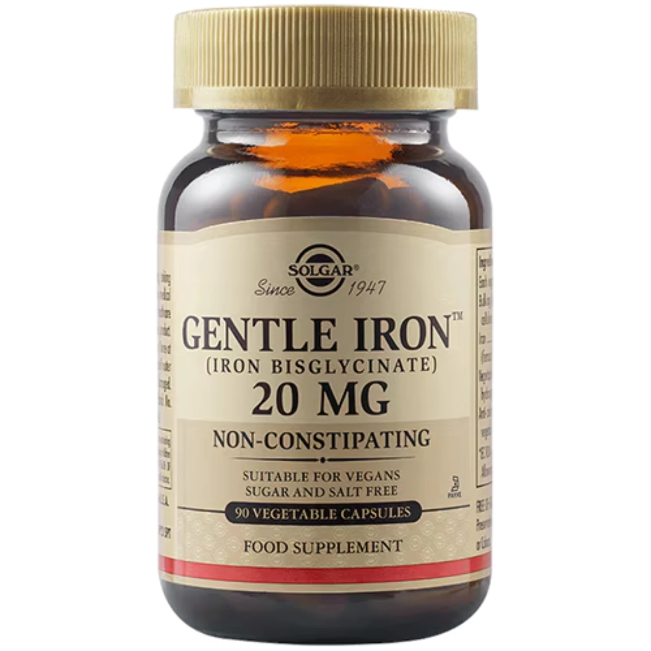 Solgar Gentle Iron 20 mg - Non-constipating and gentle iron supplement.