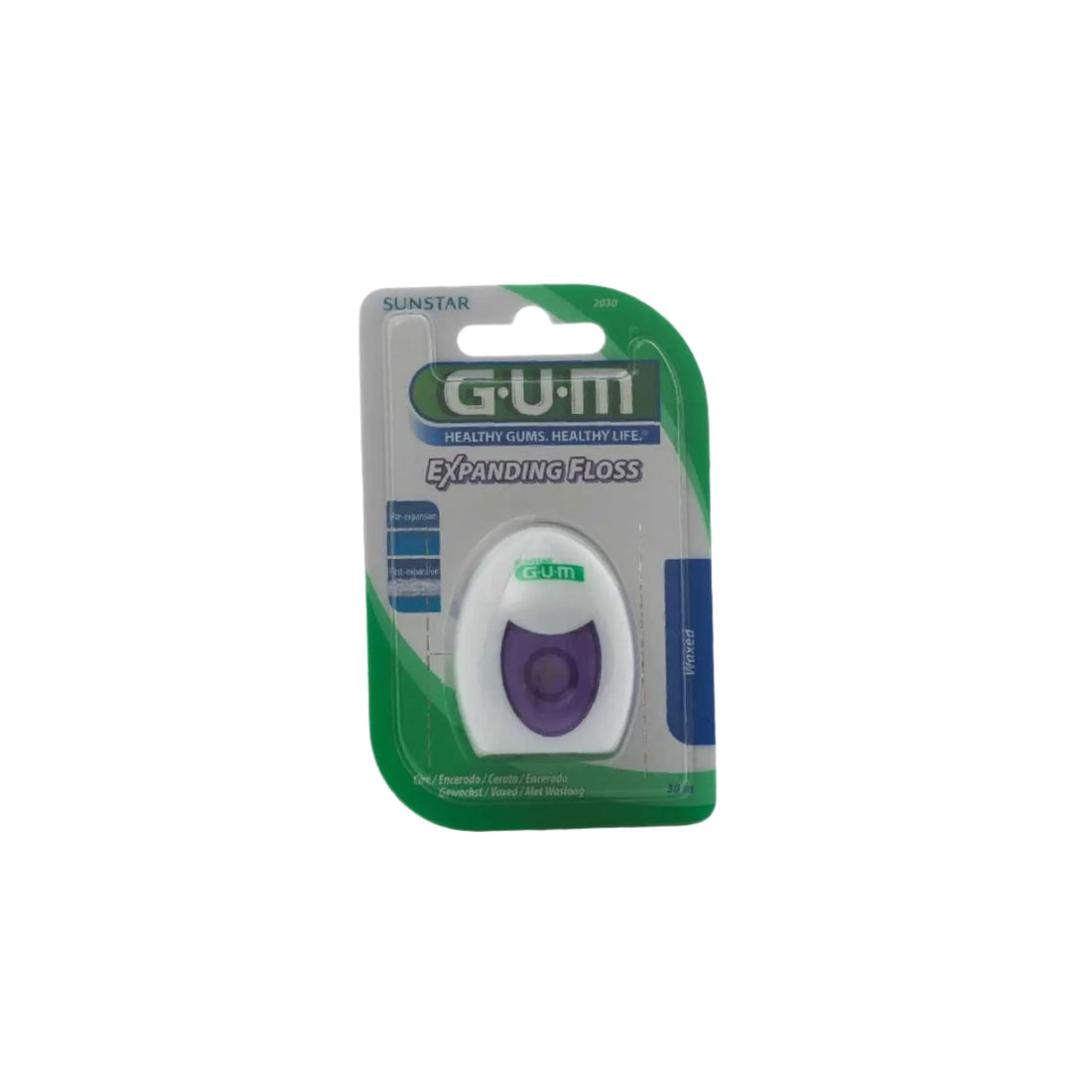 GUM Expanding Floss 30m for thorough plaque removal in tight spaces.