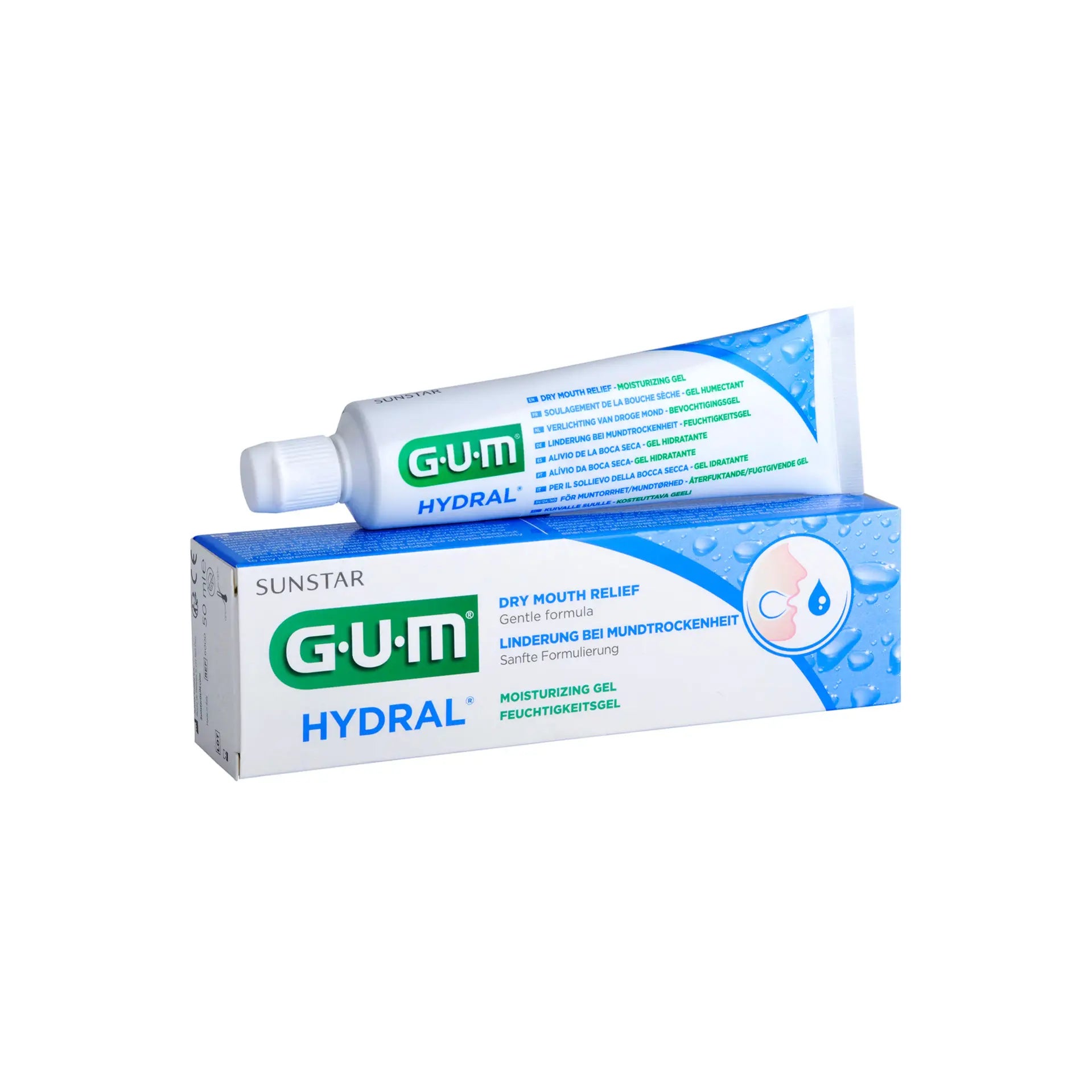 GUM Hydral Moisturizing Gel tube, providing relief from dry mouth symptoms with lasting hydration.