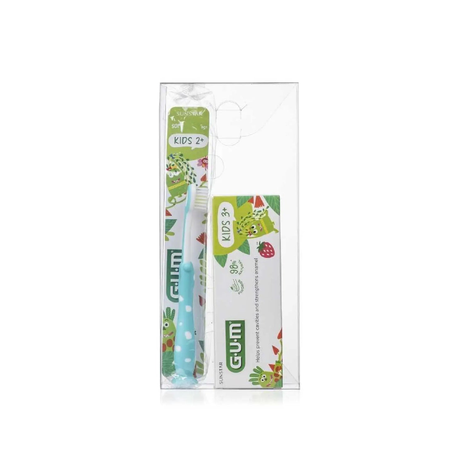 GUM Kids Monster 2-6 Set with a child-friendly toothbrush and toothpaste for ages 2-6.