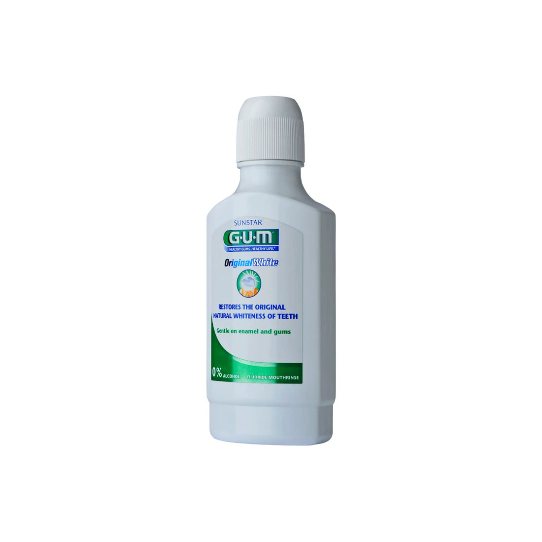 GUM Original White Mouthwash for gentle whitening and stain prevention.