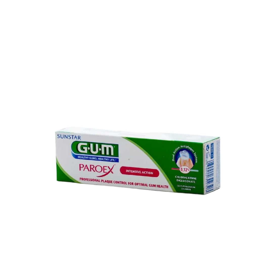 GUM PAROEX CHX 0.12% Gel Toothpaste for plaque and gingivitis prevention.