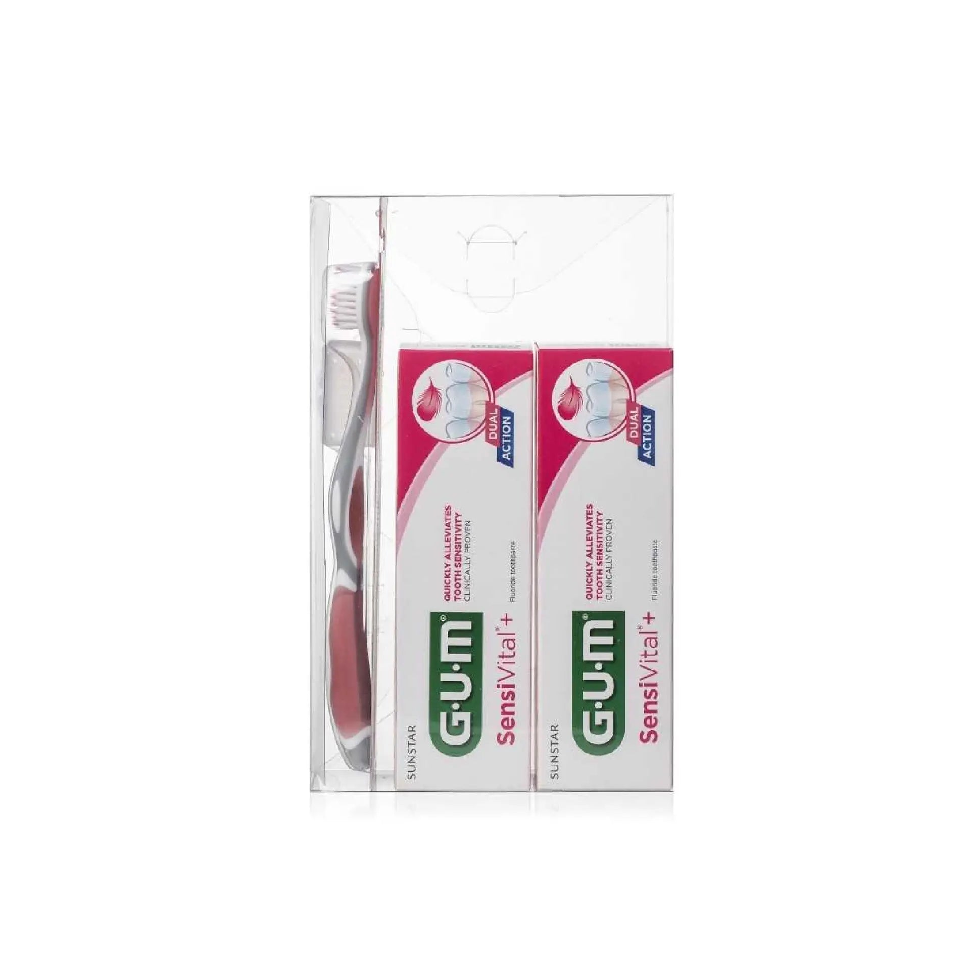 GUM SensiVital Set with toothpaste and toothbrush for sensitive teeth care.