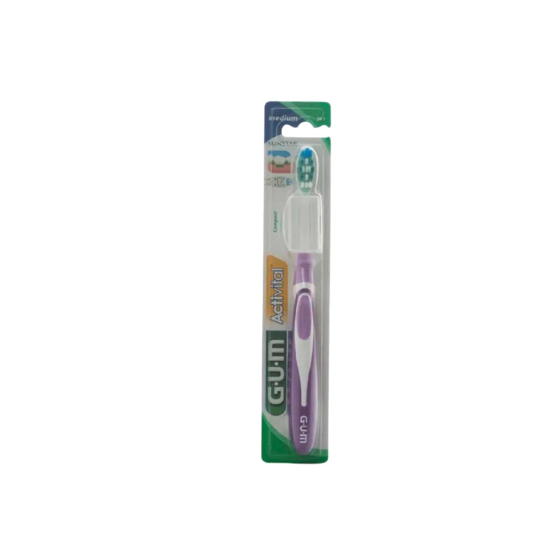 GUM T.B.R. Activital Compact Toothbrush featuring soft bristles and an ergonomic design for optimal oral hygiene.