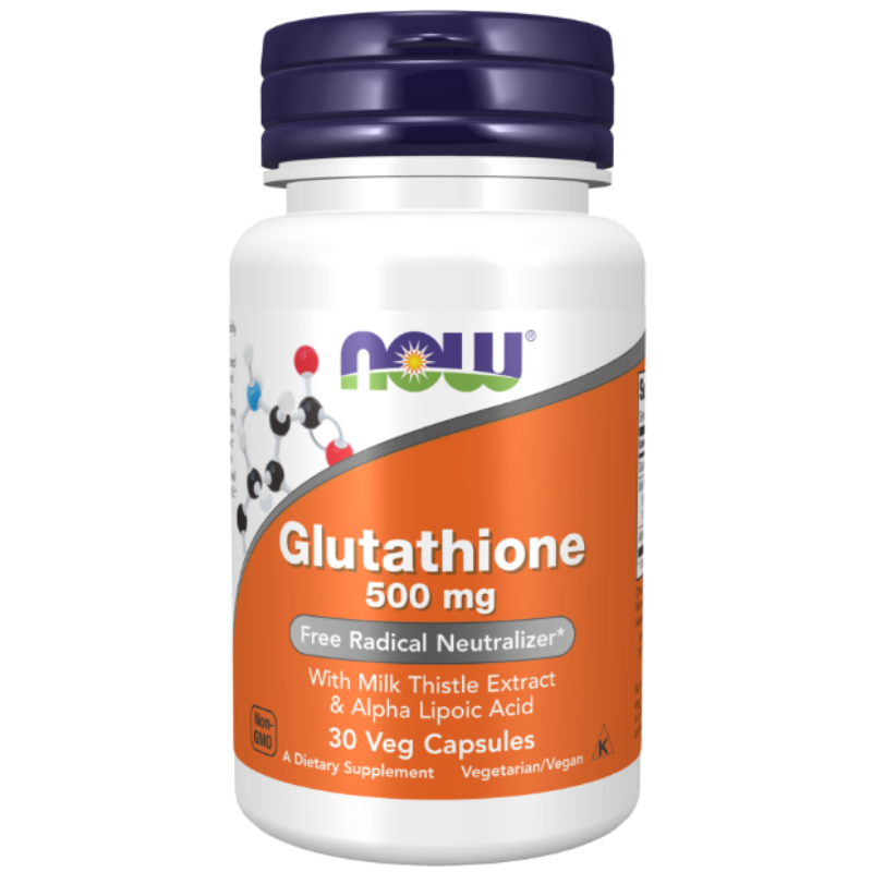 NOW Foods Glutathione 500 mg Veg Capsules - Detoxification and antioxidant support.