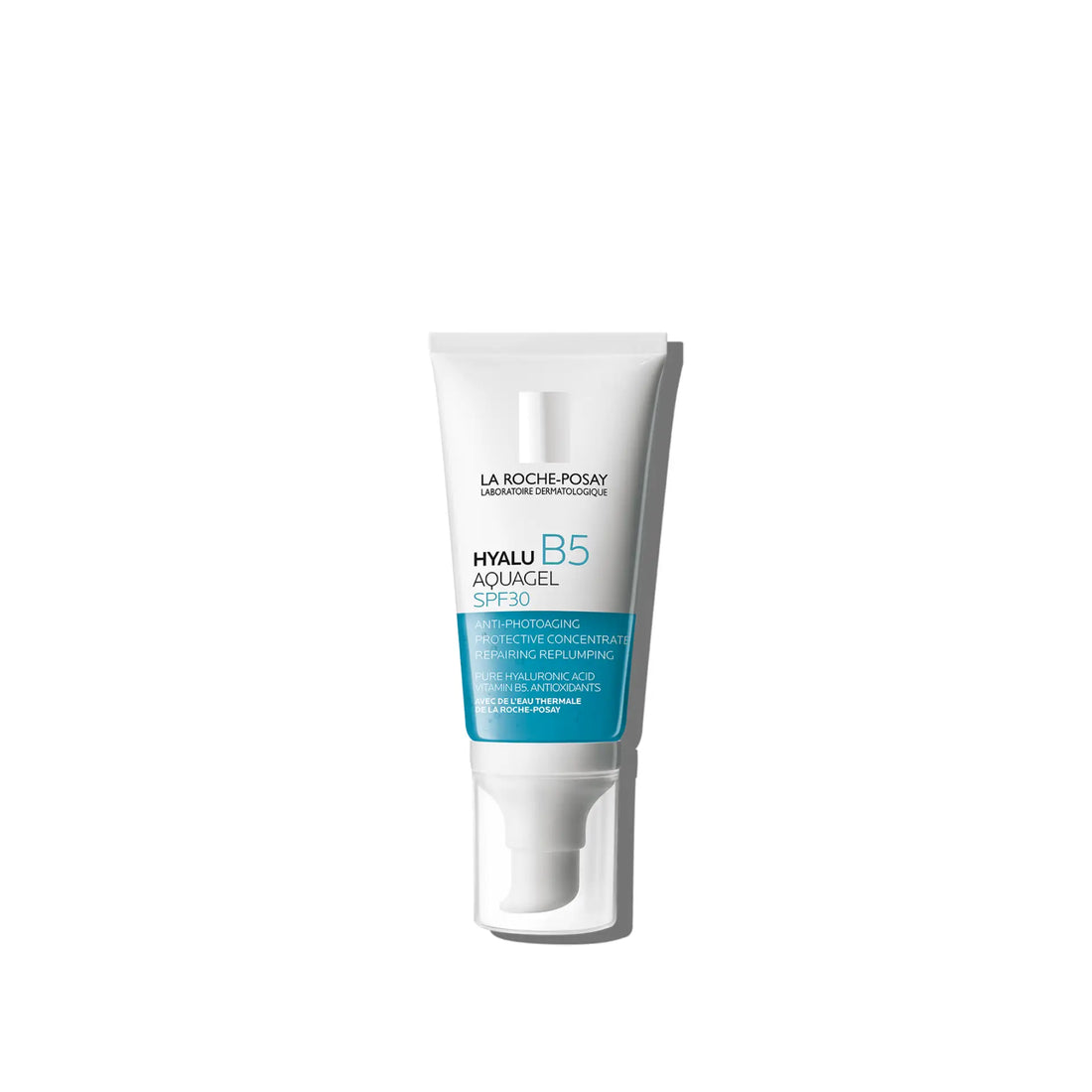 La Roche-Posay Hyalu B5 Aquagel SPF 30 for hydration and sun protection.